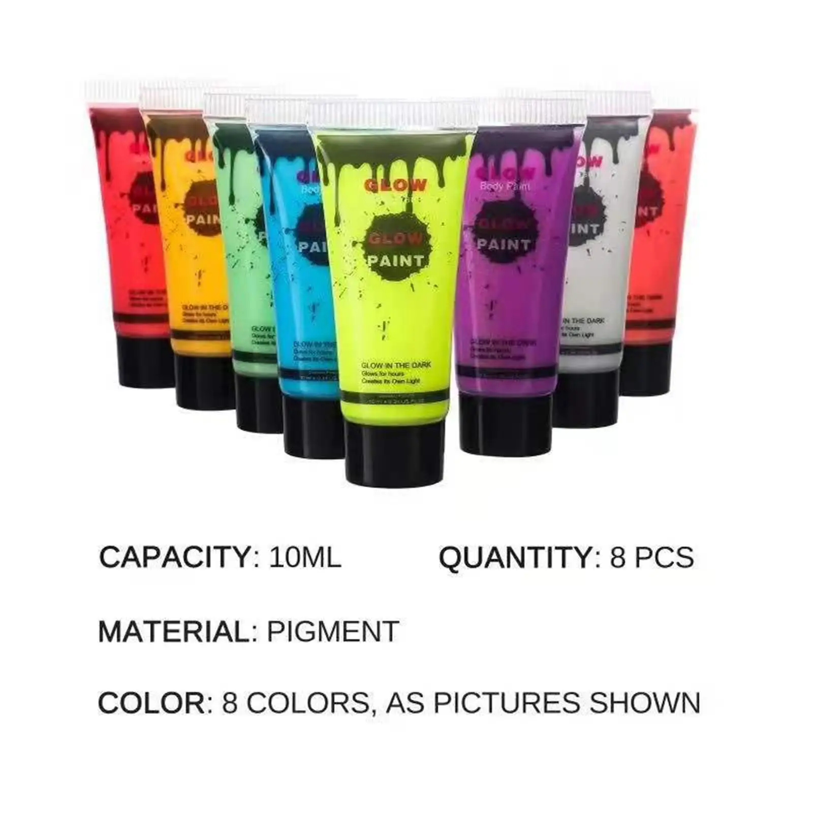 Face and Body Paint Set for Halloween Neon Glow in Dark Blacklight Fluorescent Non Facepaint Palette for Kids Adults Fancy Dress