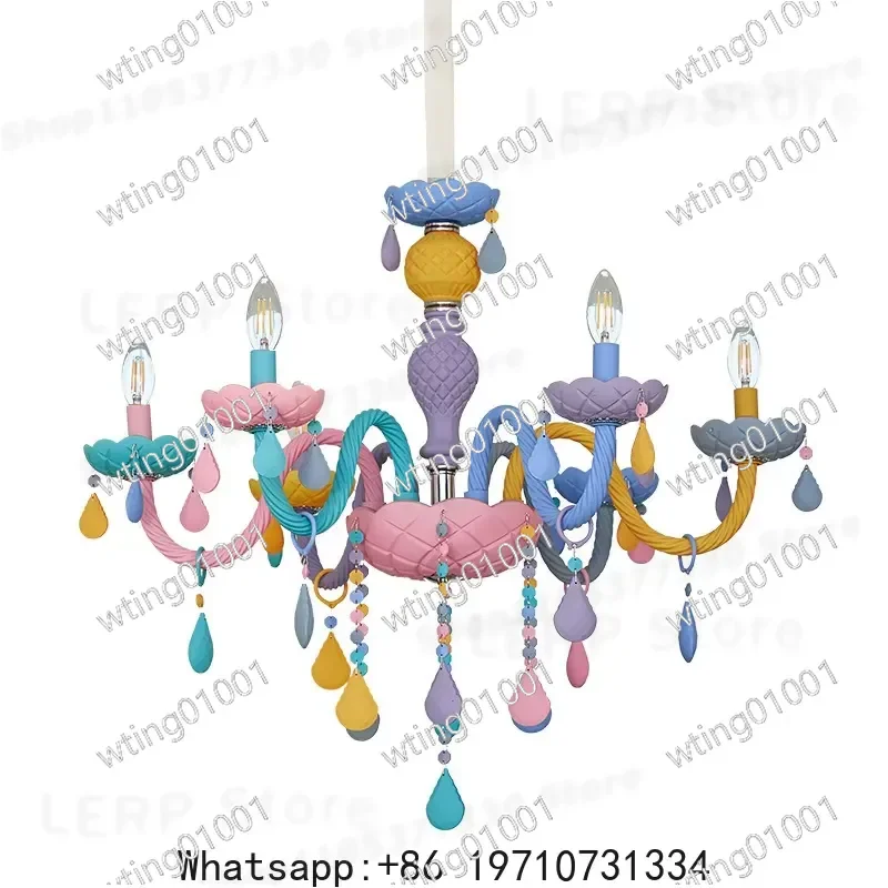 for Nordic Kids Chandelier Candle Style Ceiling Light for Girl Bedroom Living Room Loft Home Decor Indoor Lighting Fixture
