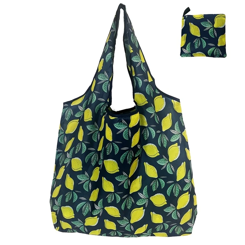 1 Pack Foldable Reusable Shopping Tote Bag, Large Capacity Portable Handbag for Travel Office Party Storage