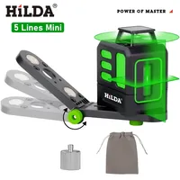 HILDA 2/5 Lines 360 Automatic Leveling Level Construction Tool Equipment Green Light Cross Laser Level