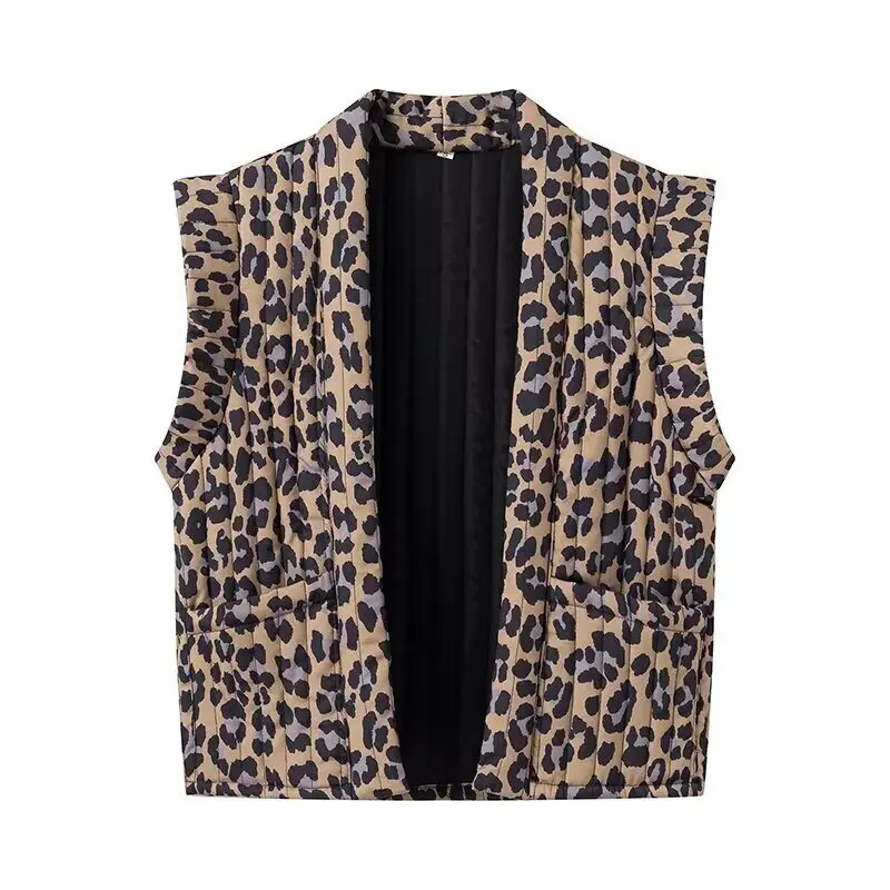 Women's Early Autumn Open Front Leopard Print Sleeveless Vest, Sexy and Trendy, Age-reducing, Perfect for Layering