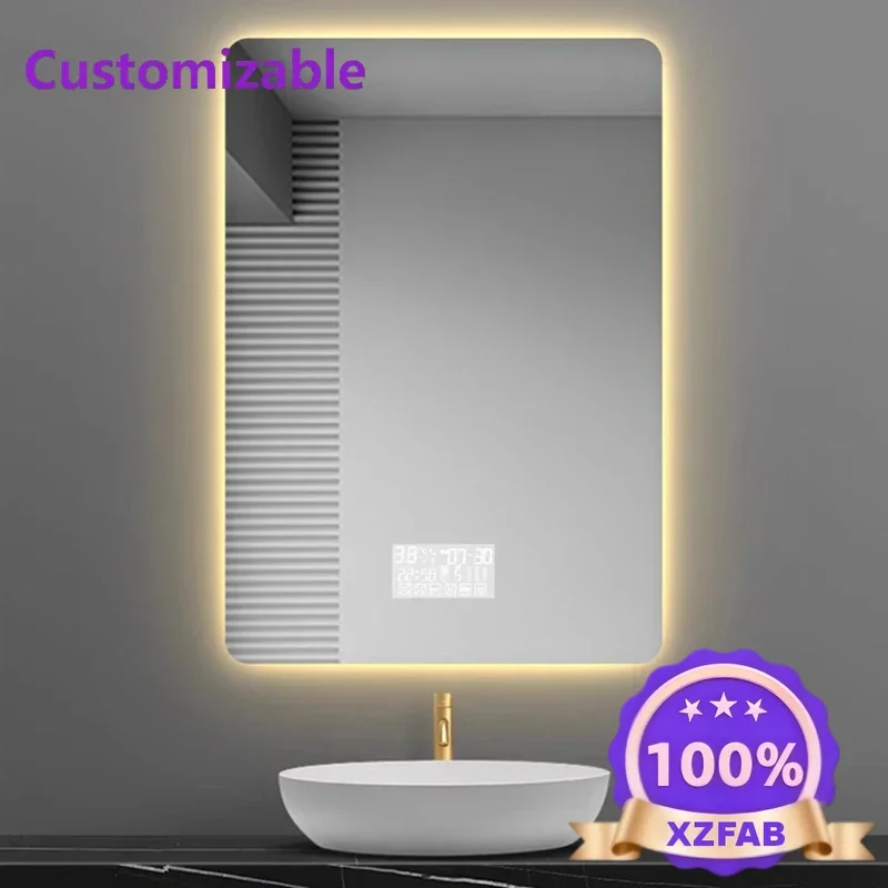 Factory Direct 2026 Minimalist Smart Bathroom Mirrors Home Touch Screen Bath Mirrors With Light Modern High-definition