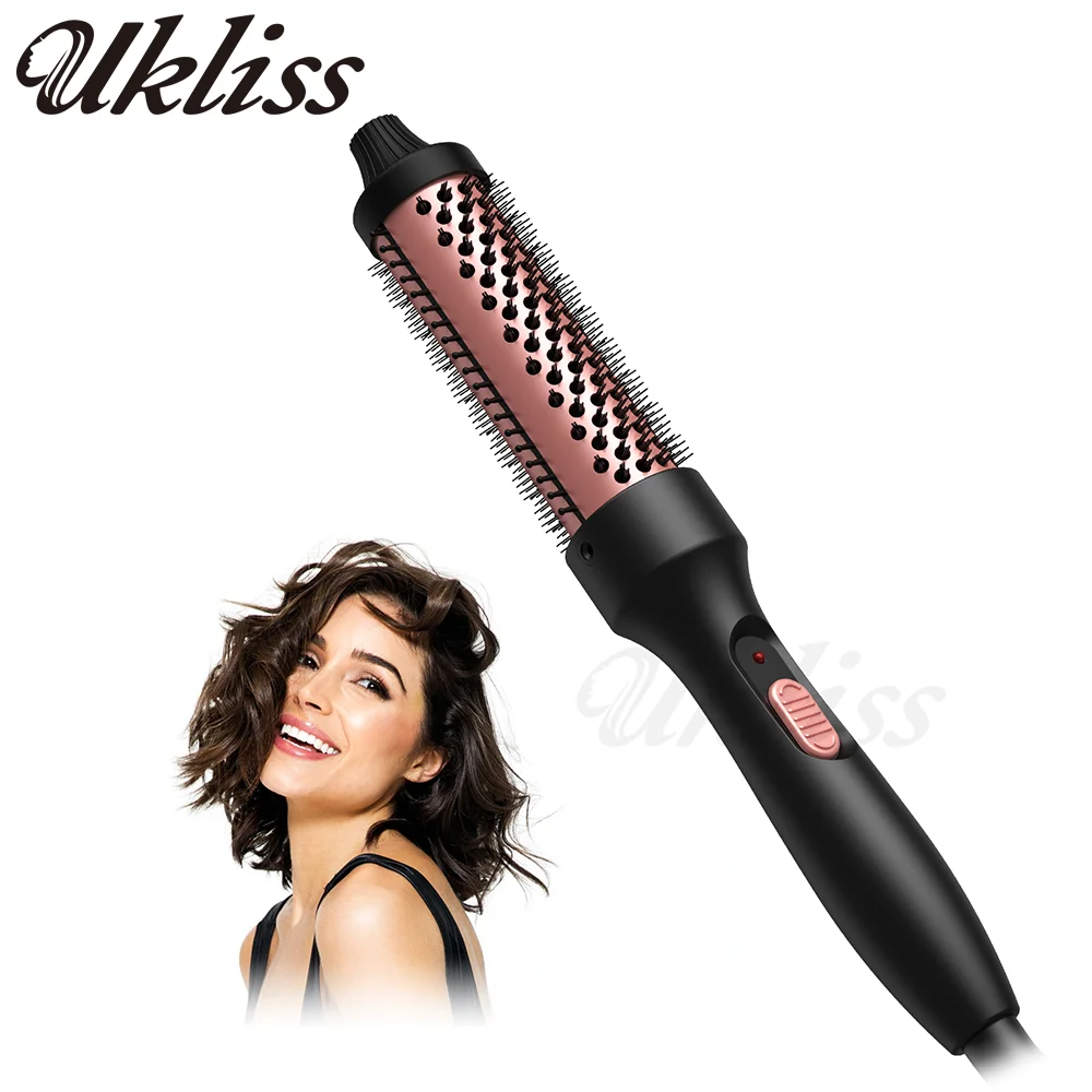 

Термощетка для завивки волос, двойная щетка для завивки с подогревом PTC, круглая щетка против ожогов, 32 мм, щипцы для завивки волос, щетка для горячего объема, стайлер