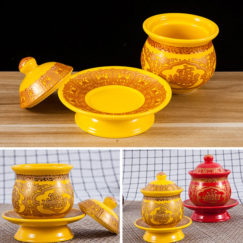 

Guanyin Lotus Ceramic Water Supply Cup Buddhist Holy Offering Mug for Home Temple Tea Zen Decoration Lotus Water Cup