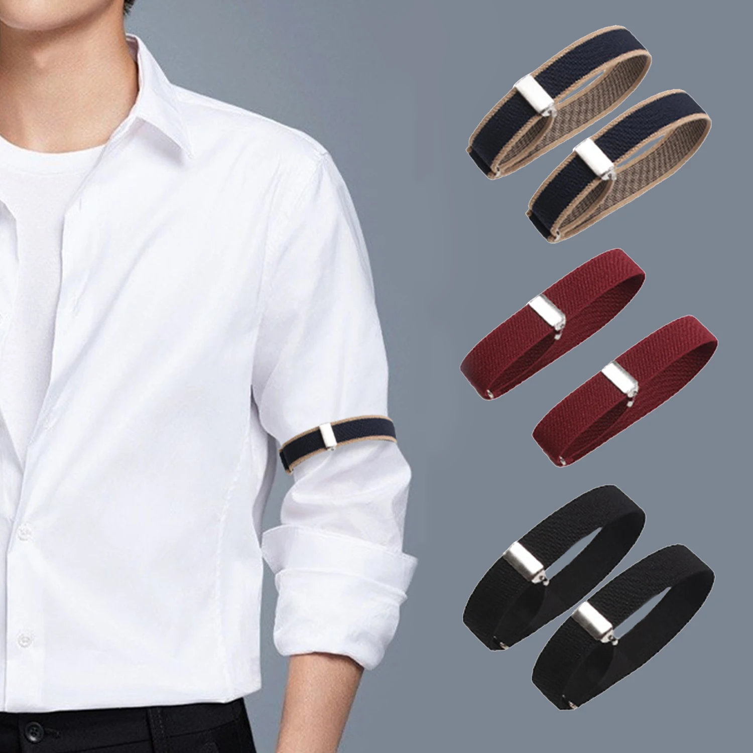 

2PCS Elegant Men's Shirt Anti-slip Elastic Armband Sleeve Garter Bartender Cuff Holder Arm Warmers 2cm Groom Elastic Garter Gift