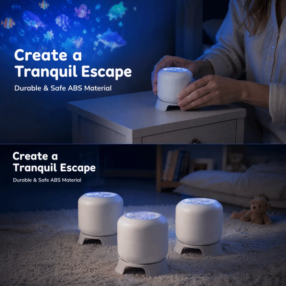 360 Degree Rotating Dreamy Ocean Projector Ocean World USB Rechargeable Ocean Projection Night Light Flexible Neck Snowflake