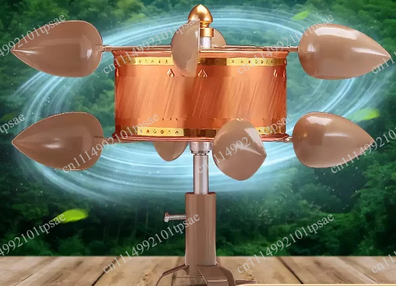 Buddhist rotor windmill, purple copper handmade Sanskrit brief introduction, Buddhist items, religious desktop altar decoration