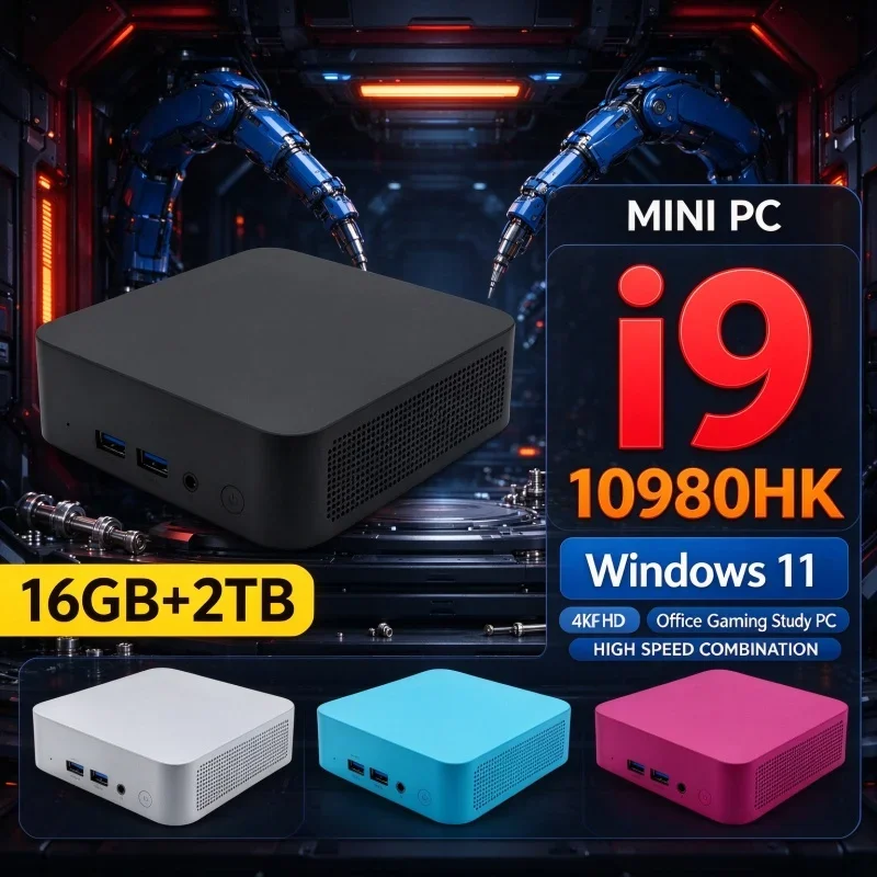 High Performance Compact Mini PC Intel I9‑10980HK 16GB RAM Optional 1TB 2TB SSD Windows11 WiFi6 BT5.2 4K Gaming Office Desktop