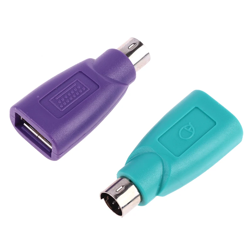 1/2pcs Converter Keyboard Mouse PS2 PS/2 To USB Adapter Converter For Usb Keyboard Mouse Accessories Purple +Green