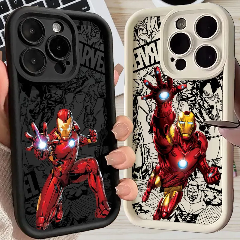 

Marvel Superhero Iron Man Silicone Case For Apple iPhone 17E 15 16 14 13 12 11 17 Pro Max Air 16 Plus 16E Phone Protective Cover