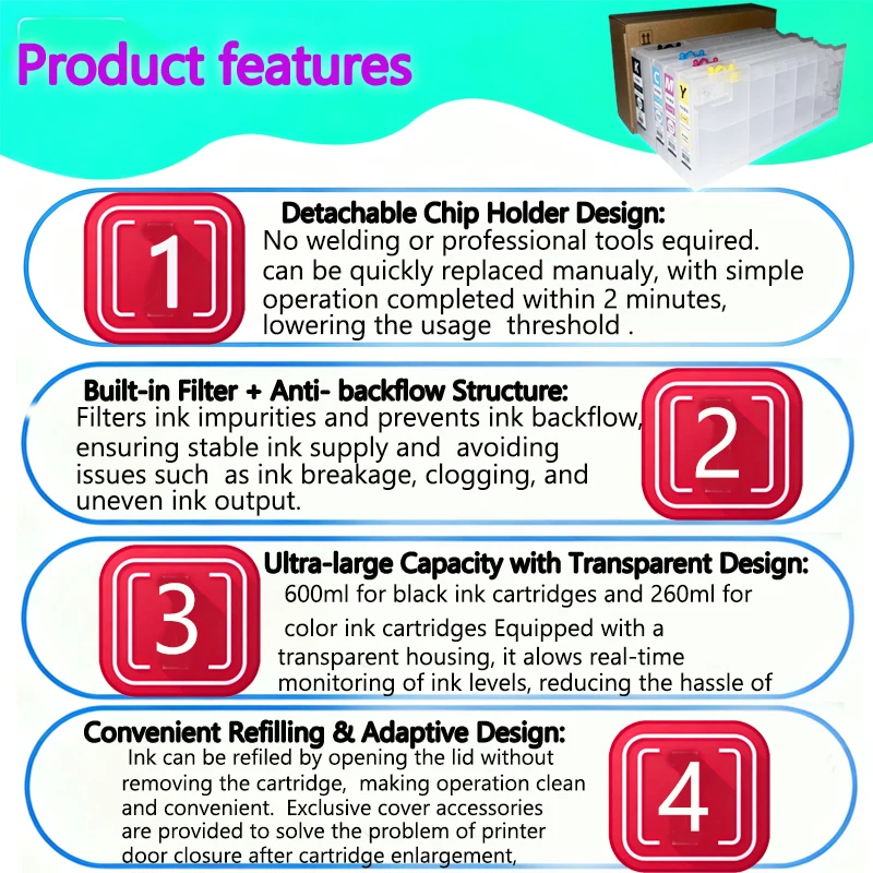 4Color Large Capacity Empty Refill Ink Cartridge No Chip No Ink  for Epson EM-C7100 C7100 WF-C8690 C8190 PX-S7110