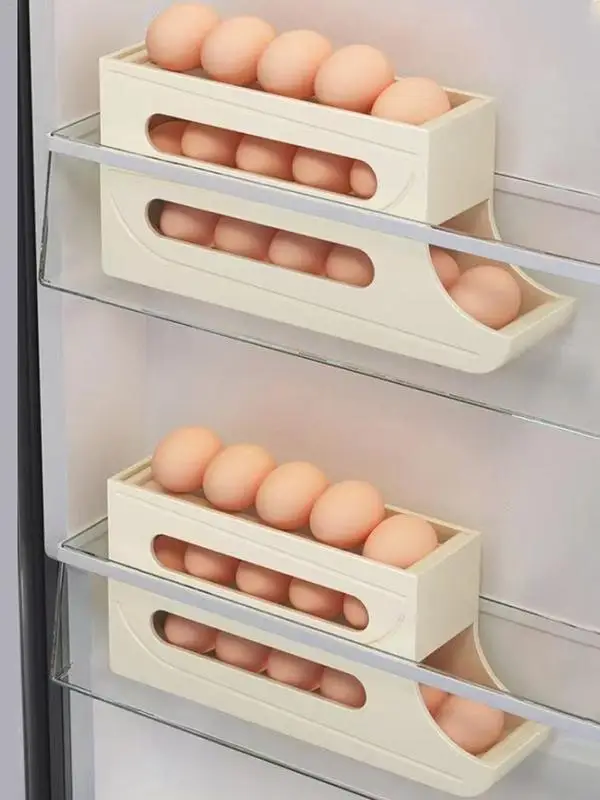 3-layer Slide Egg Storage Box Ladder Style Egg Box Storage Refrigerator Side Door Large Capacity Automatic Egg Rolling Machine