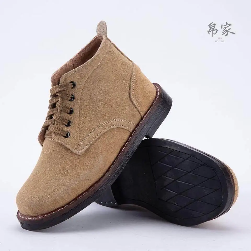 Men's Work Shoes Handmade Tire Sole Cowhide Safety Shoes Anti-Heat Reflective Protective Work Shoes Comfortable Fit