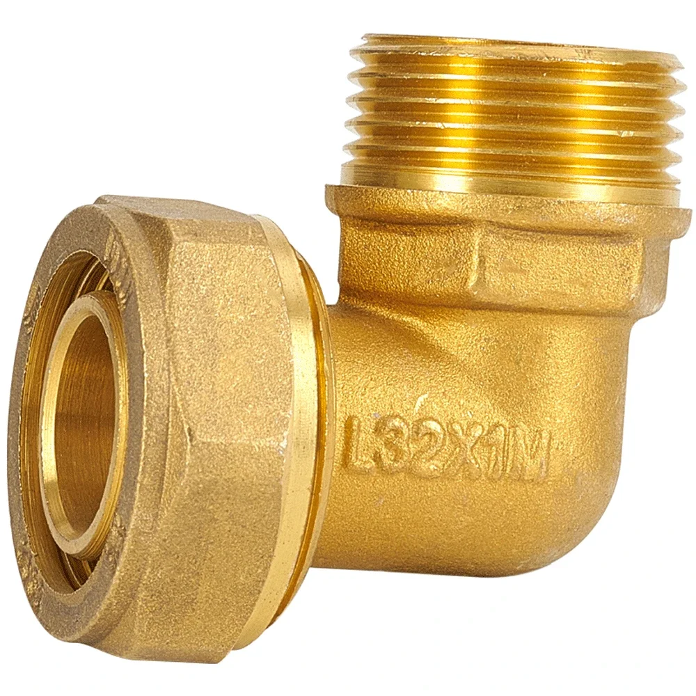 

H58 Brass DN15 DN20 Male BSPP Thread Elbow Pex 1216/1418/2025 Pipe Fitting Aluminum Plastic Pipe Fittings for Floor Heating