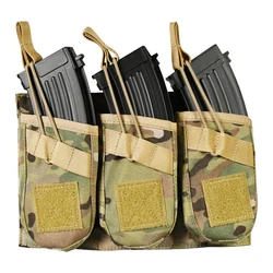 Nylon Triplo Open-Top Rifle Mag Pouch, Pistola Magazine Pouches para AK 762, Airsoft Gear