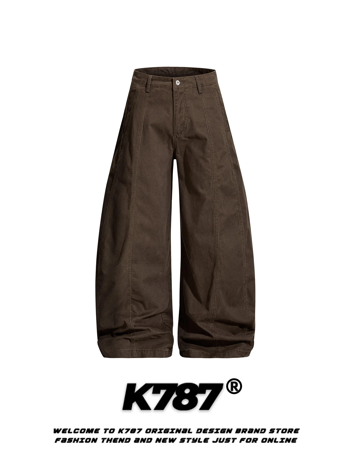 

K787 American Retro Deconstructed Design Men's And Women's High Waist Slimming Trendy een Casual Wide Leg Pants