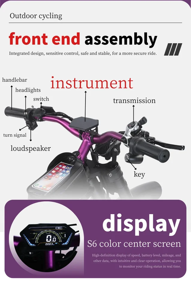Electric bicycle Akez 1500W electric motor 48V18AH battery E bike 20-inch fat tire full suspension electric sports mountain bike image 7