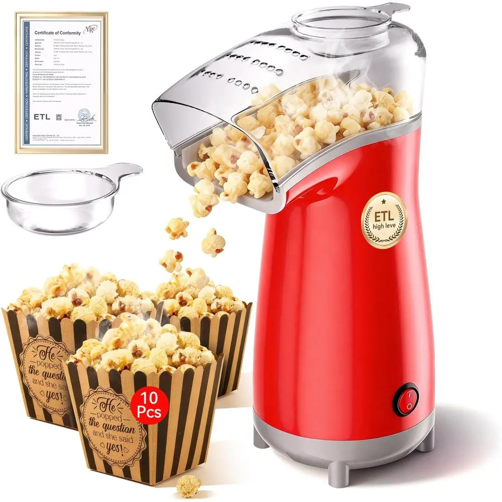 

Upgrade - Air Popcorn Maker, Butter Melter. 3-Minute Quick Corn, Oil-Free and Easy to Clean. Perfect for Family Movie Nights and
