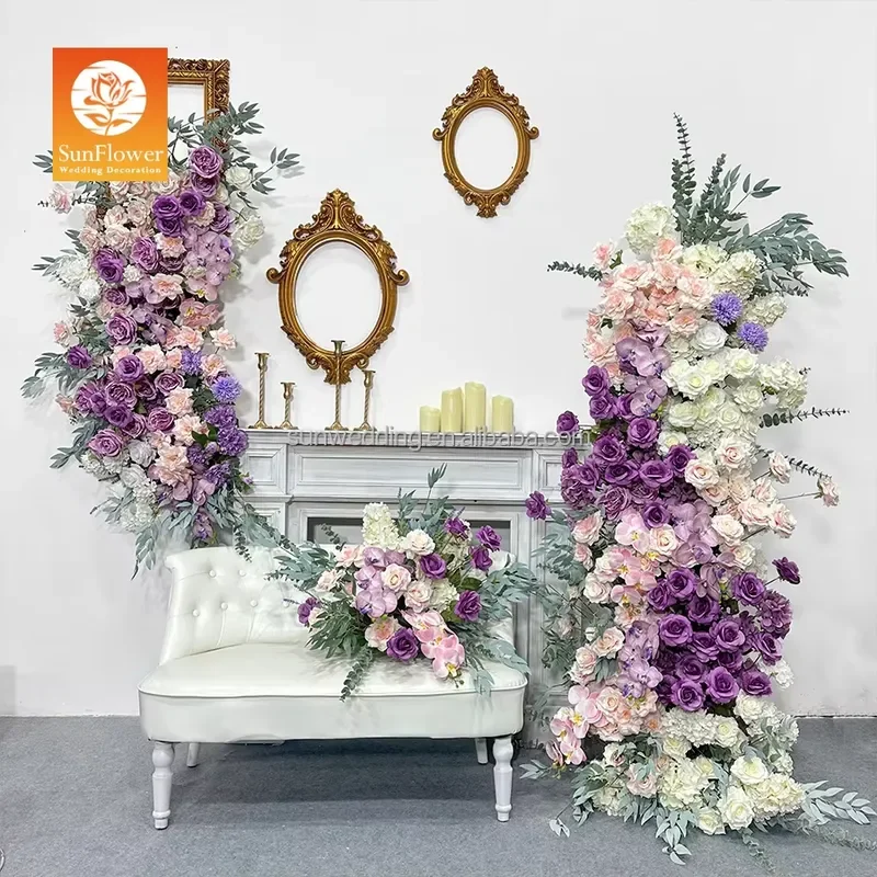 Sunwedding Purple Flower Arch Artificial Flower Arch Backdrop Wedding Stage Decoration Floral Arch
