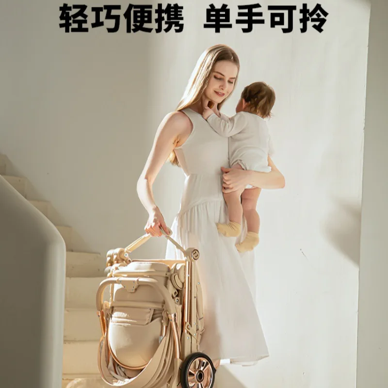 عربة أطفال يمكن جلوسها أو استلقاءها خفيفة الوزن وقابلة للطي ومناسبة لعربة الأطفال ذات المناظر الطبيعية العالية في اتجاهين