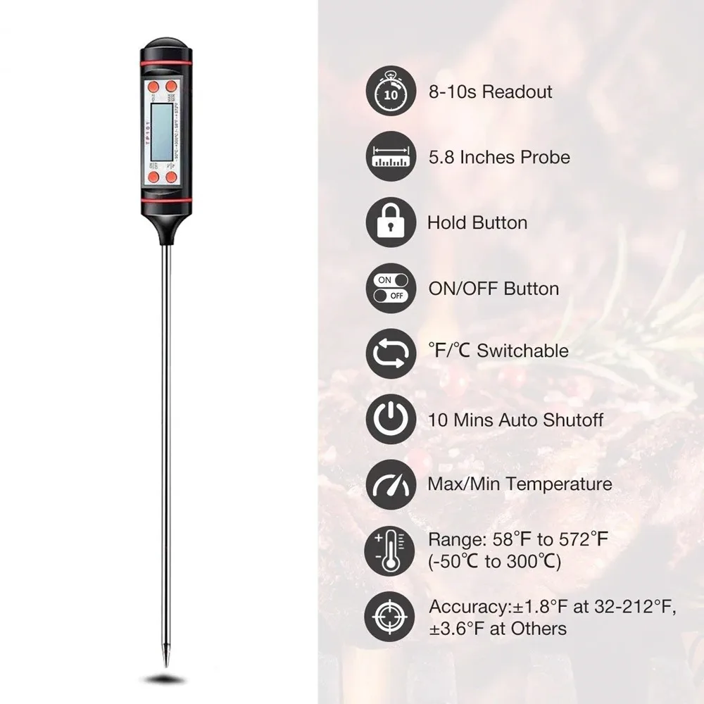 1pc Electronic Culinary Thermometer Food Digital Thermometers With Lcd Display For Kitchen Cooking Beef Meat Bbq And Milk