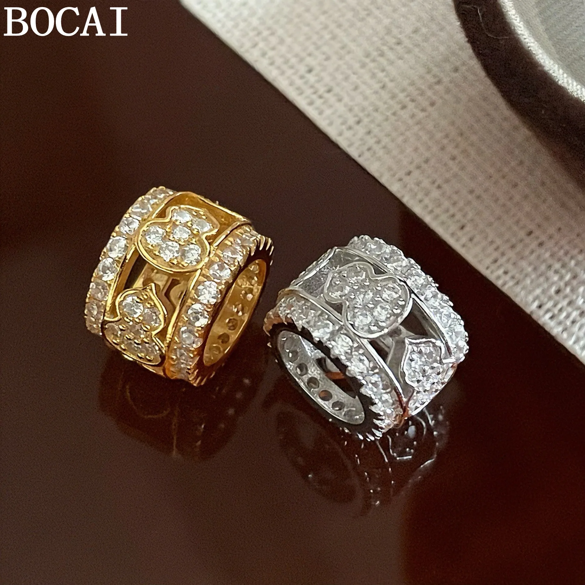 

BOCAI New S925 Pure Silver Fashionable And Luxurious Gourd Full Diamond Road Pendant Women's Selected Gift