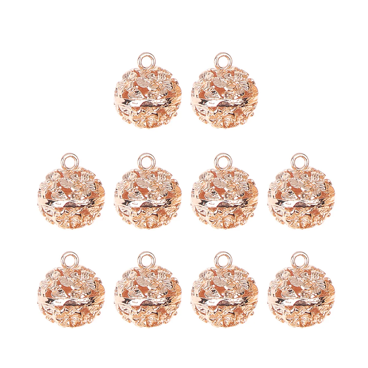 

10pcs Hollow Convallaria Style Pendants Diy Craft Decorative Bell Accessories For Bag Keychain Car Decor Golden Handmade Copper
