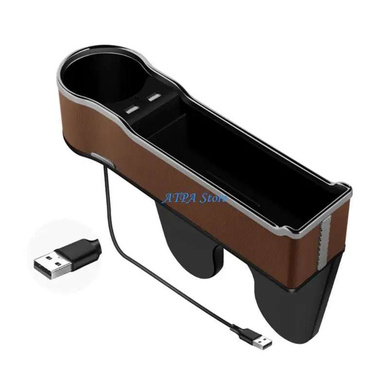 

U13C Car for Seat Gaps Filler Holds Money Cards Keys Pens Cup Holder Dual USB Chargin