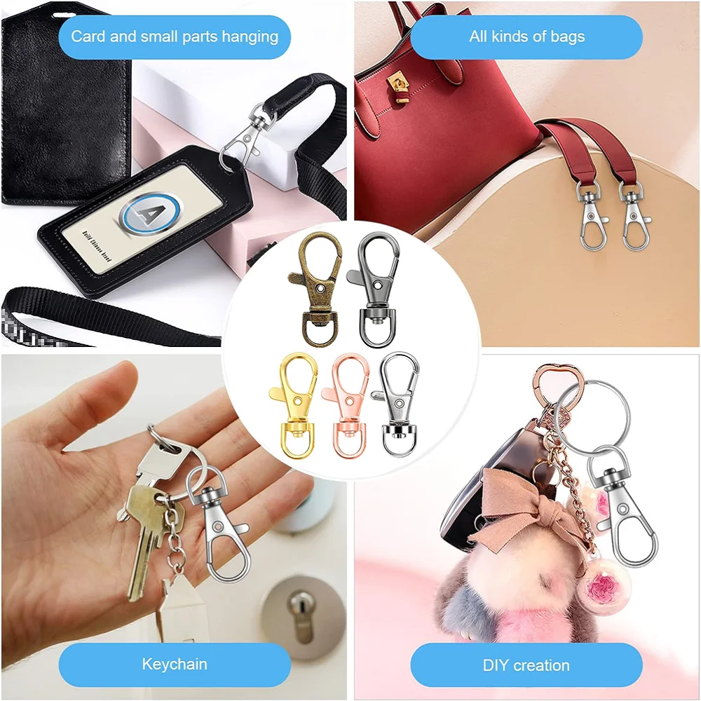 10PCS Keychain Hook Clip Swivel Spring Hook Lobster Claw Clasp Swivel Keychain for Keychain Making DIY Crafts Lanyard Making