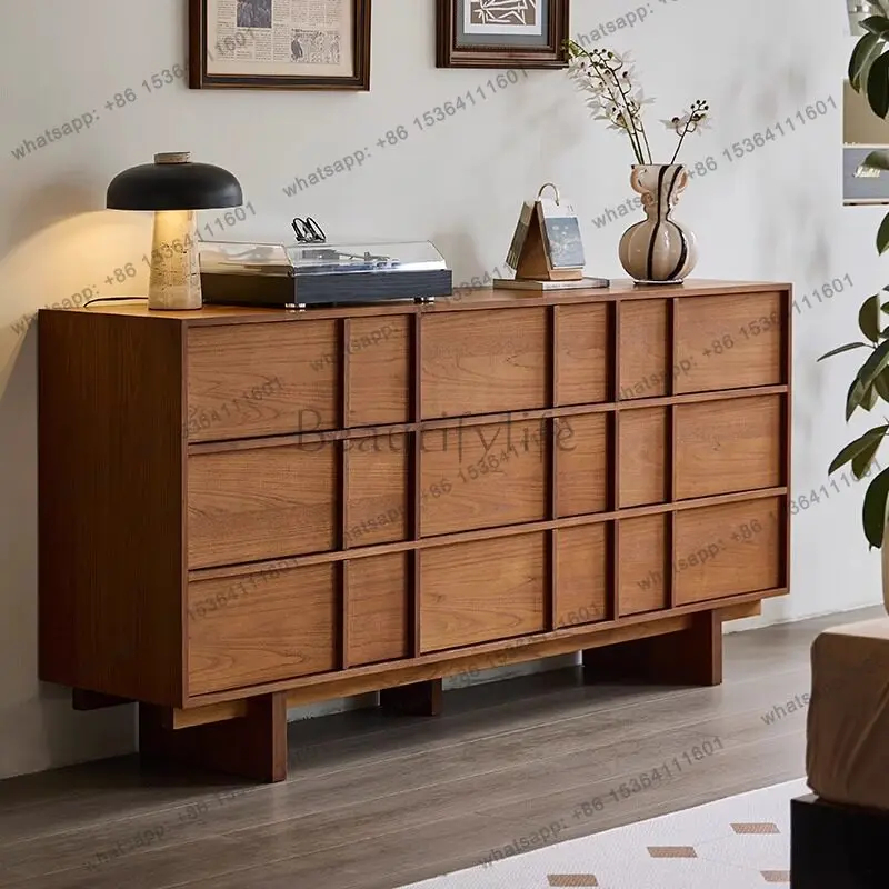 Solid wood antique style living room bedroom storage chest of drawers six chest of drawers