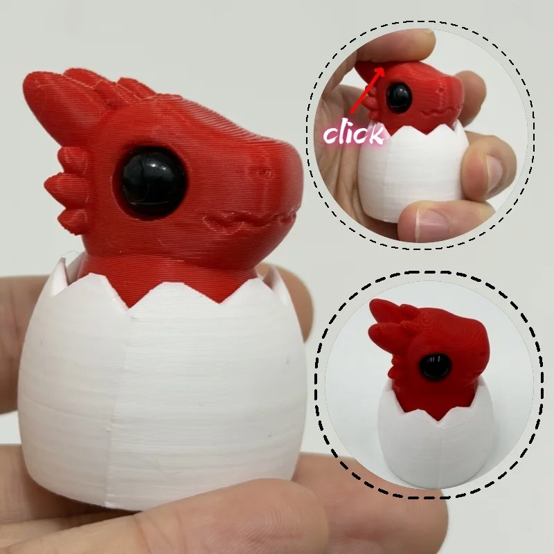 3D Printed Toy Dinosaur Egg Clicker Clicker Cartoon Dinosaur Egg Stress Toy Eggshell Keyboard Button Ornaments Kids Holiday Toy