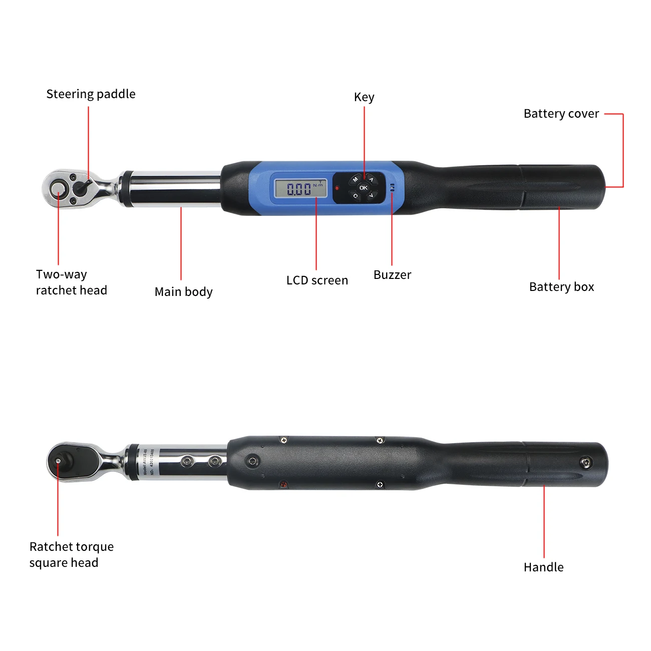 Shahe 1/2" Torque Wrench Adjustable Digital Torque Wrench Bike Car Repair Tool Torque Wrench Digital