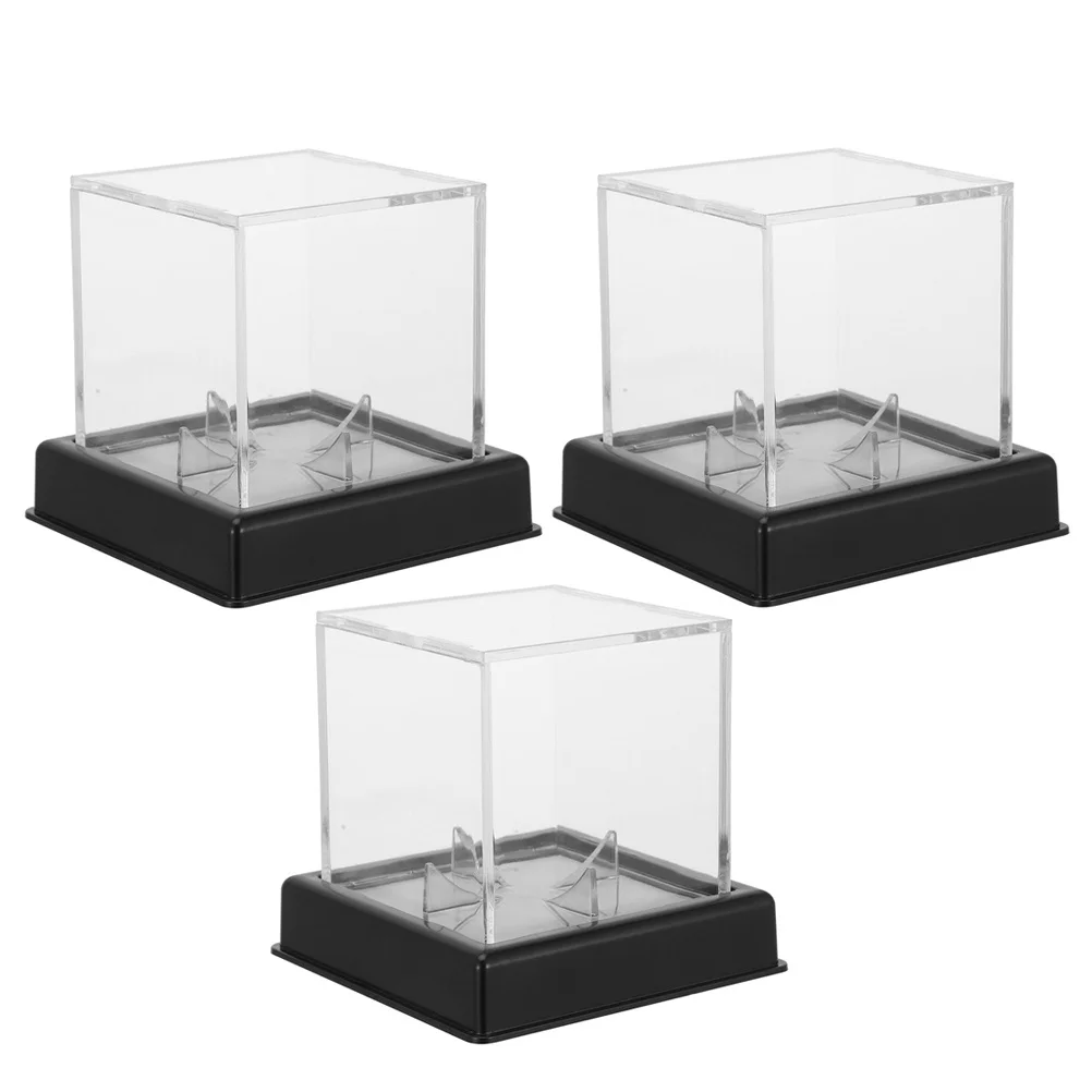 

3Pcs Premium Acrylic Baseball Display Case with Cover and Base Clear Storage Box for Tennis Ball Softball Protection