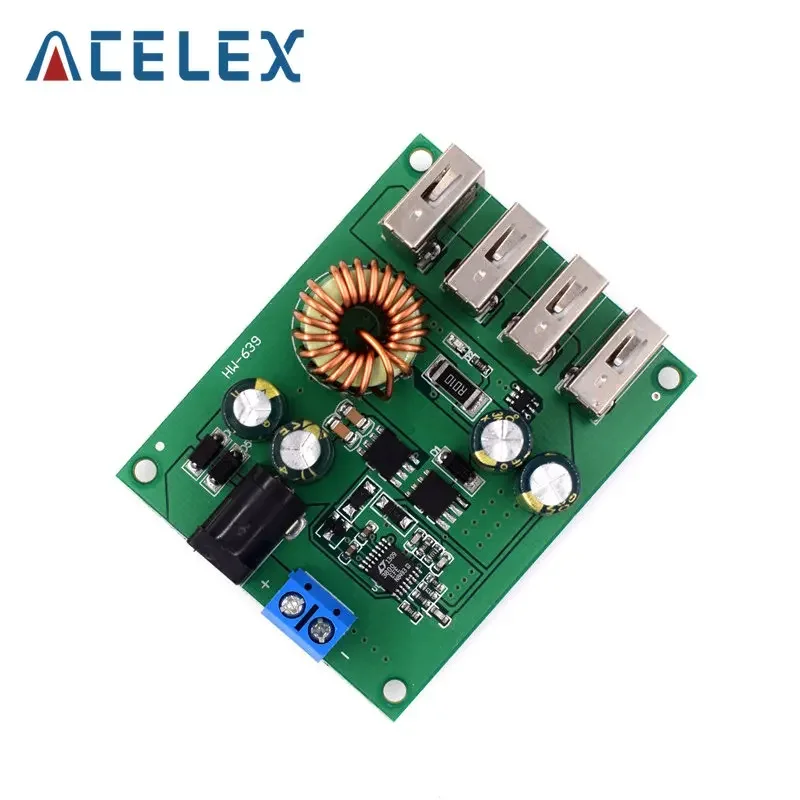 DC DC 7V-60V to 5V 5A 4 Four USB Output Buck Converter Board Step Down Power Supply Module Car Charger High Speed