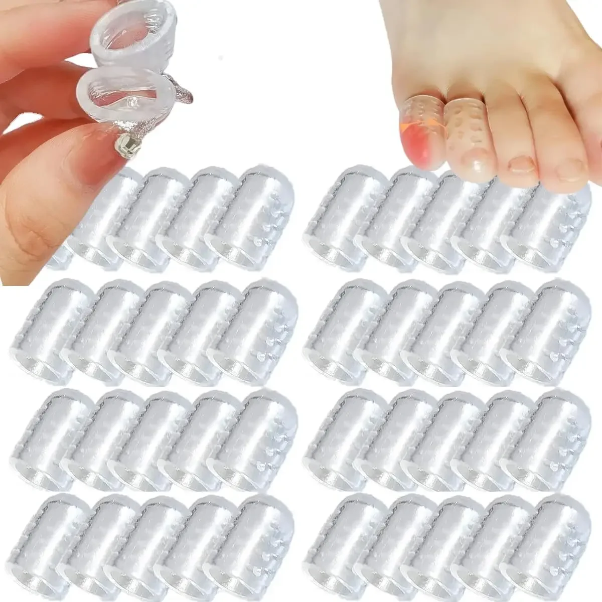 40/1 Uds. Gorros elásticos de silicona para los dedos de los pies, Protector de Gel para el dedo pequeño, cubiertas transpirables antifricción para el cuidado de los pies