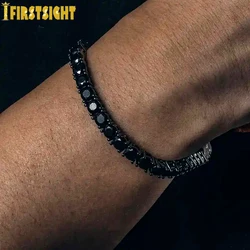 New Iced Out Bling Cubic Zirconia Tennis Chain Bracelet 5mm Black Color Charm Bangle Hip Hop For Women Men Jewelry