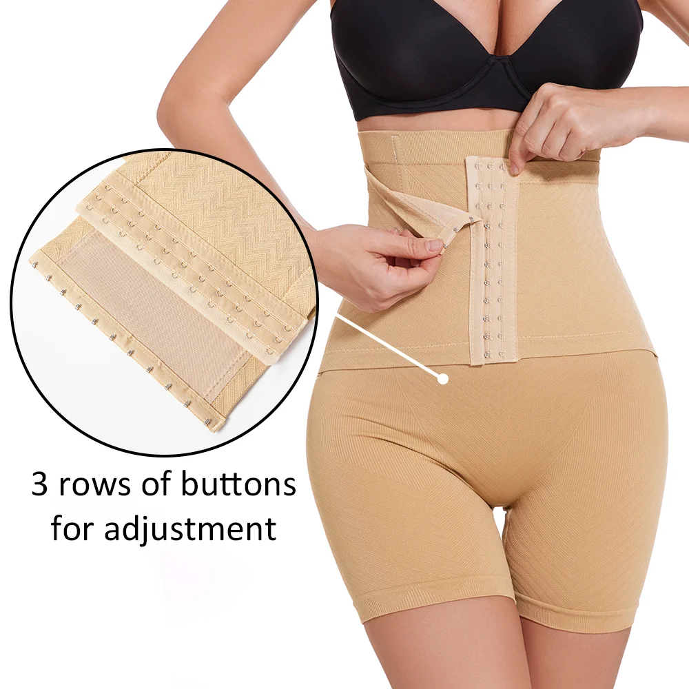 Women Tummy Control Slimming Panty with Girdle High Waist Trainer Body Shaper Shorts Plus Size Hooks Butt Lifter Shapewear