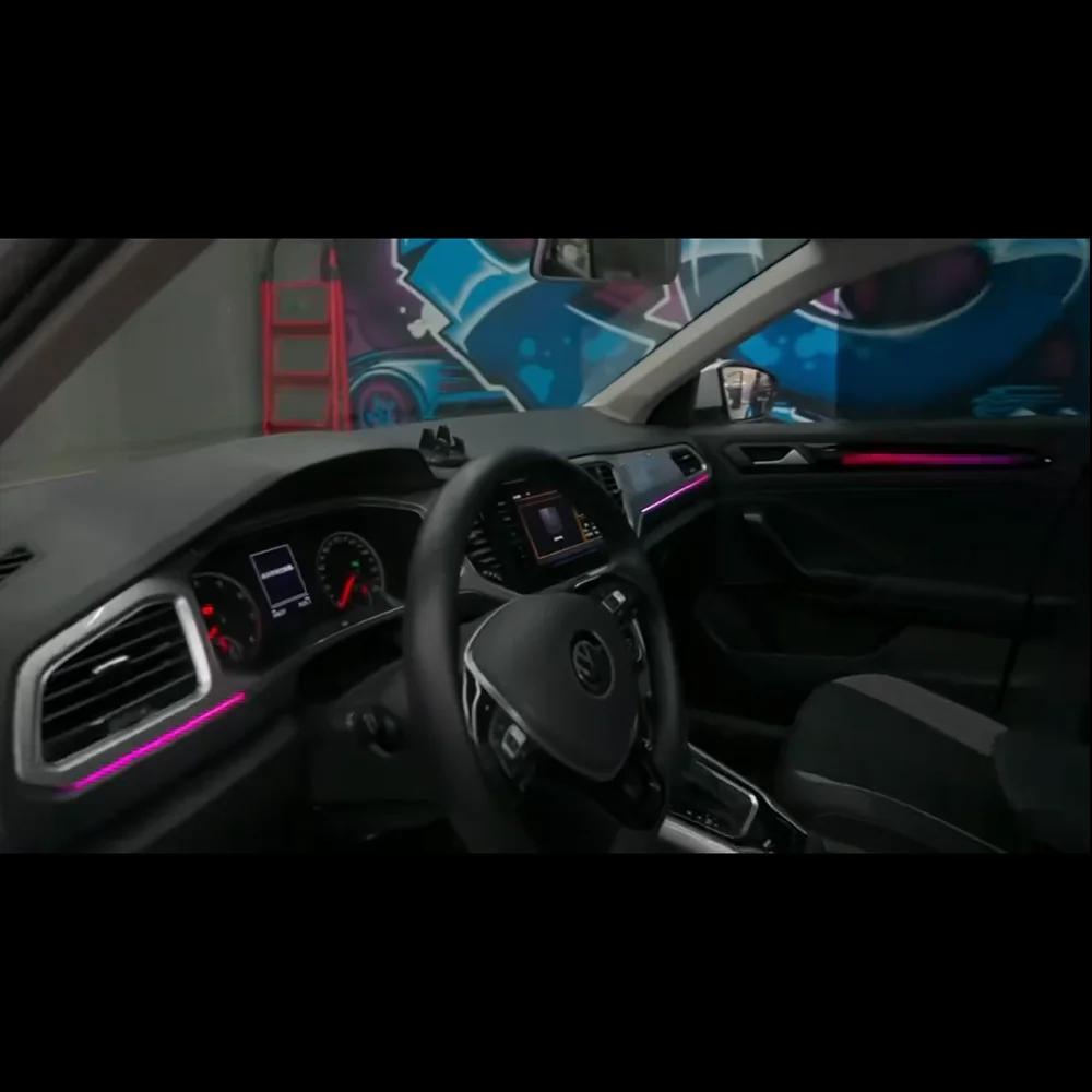 For VW Volkswagen T-ROC 2018-2022 Car Lnterior Upgra de And Modify LED Dynamic Magic Color OEM Size Cube style  Ambient Lamp