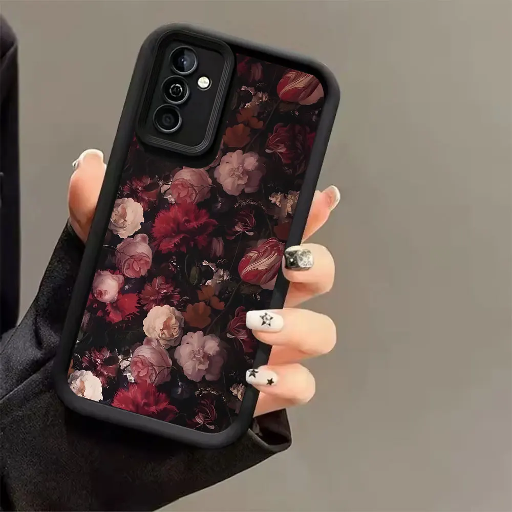 Wine Red Rose Pattern Phone Case For Samsung Galaxy A73 A72 A71 A56 A55 A54 A53 A52 A52s A50 A50s 5G 4G Silicon Anti-Drop Cover view 3