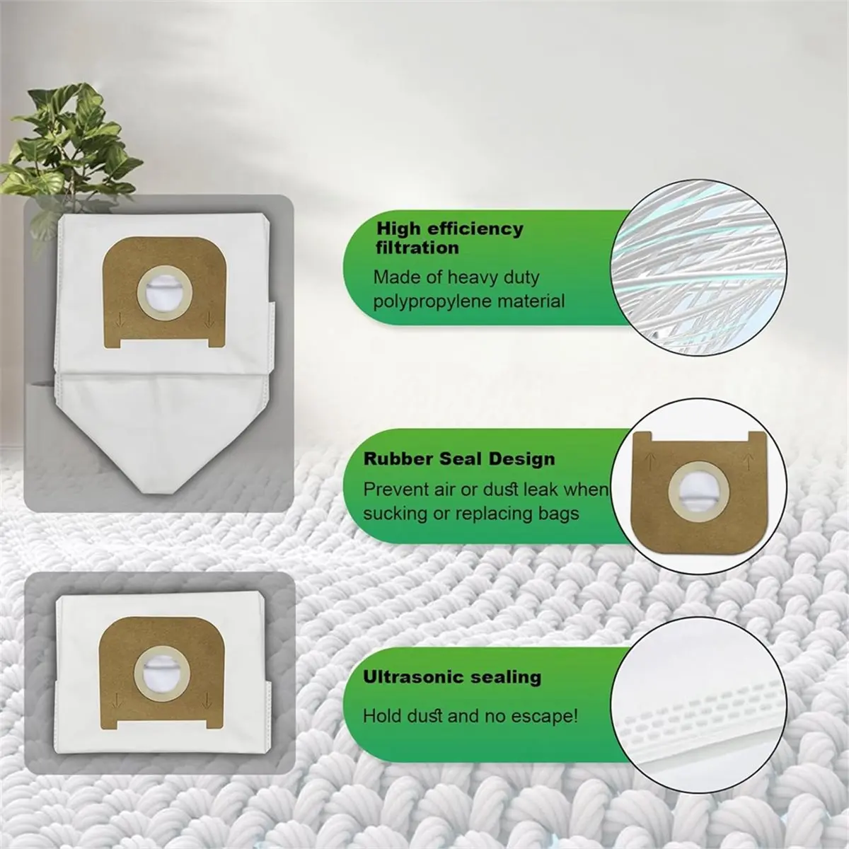 

(ABJZ) 15 сменных пакетов для пылесосов Prolux X8 Series, мешки для сбора пыли для рюкзачных пылесосов