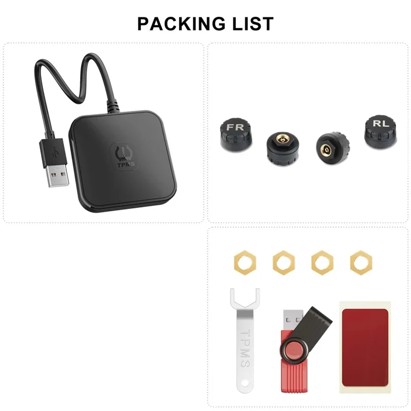 

【GLAD】USB для Android автомобильный DVD система контроля давления в шинах TPMS с 4 внешними датчиками 0-116PSI беспроводная передача