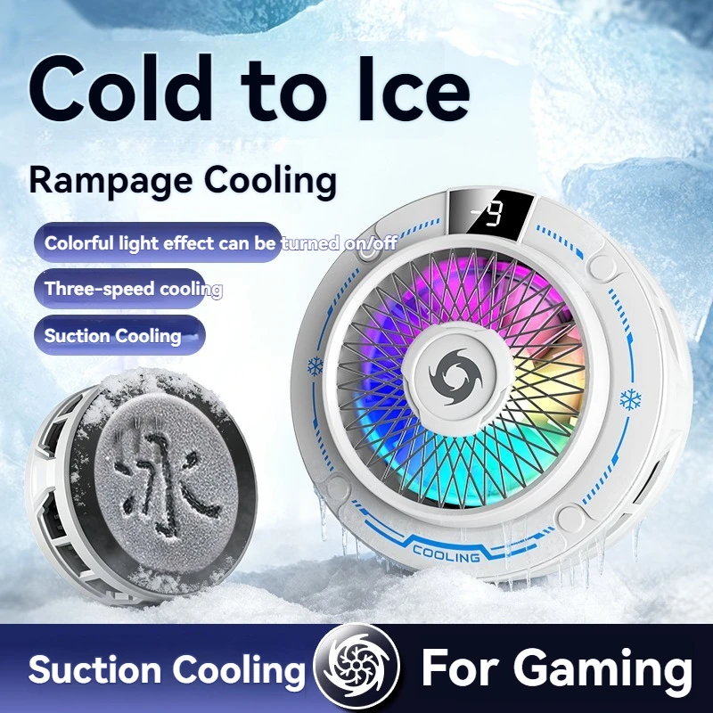 NEW Semiconductor Magnetic Clip Phone Cooler with Digital Display Temperature RGB Lights Compatible for Iphone Samsung Xiaomi