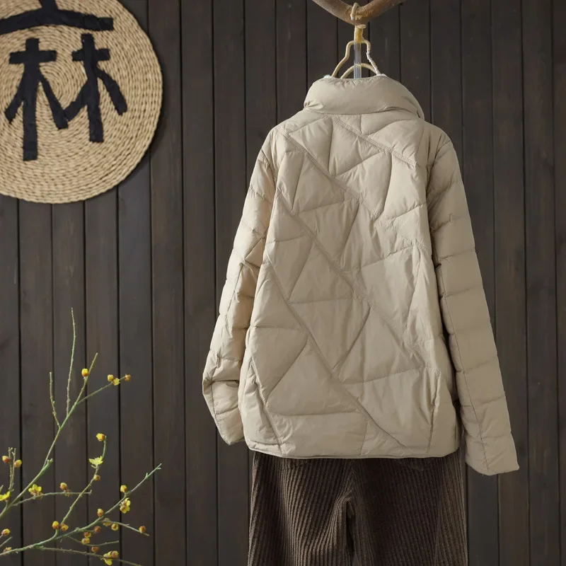 2025 Spring and Autumn New Women's Jacket Loose Commuter Lightweight Windproof Stand Up Collar Down Jacket