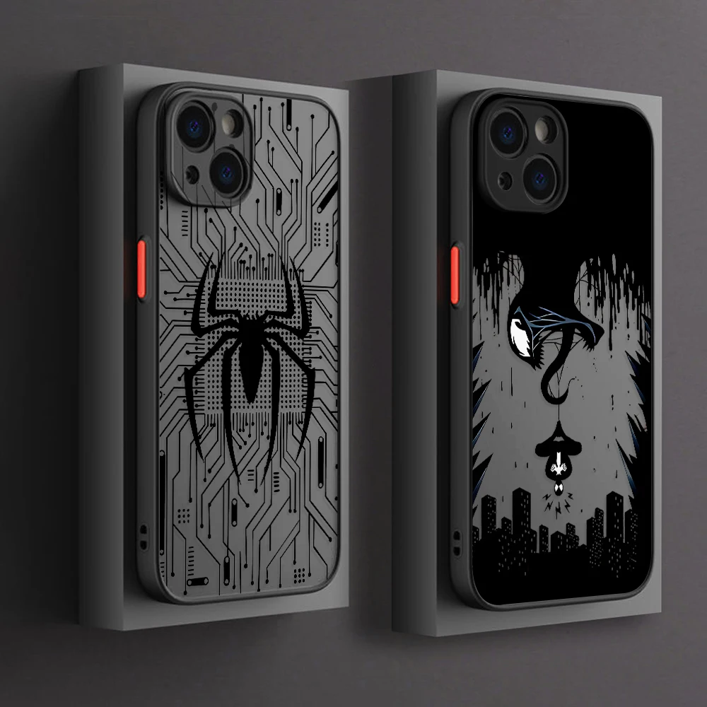 A-Avengers Spider Venoms Men Phone Case for Apple iPhone 17 Air 16 15 14 Plus 13 12 11 Pro Max X Xs XR Matte Transparent Cover