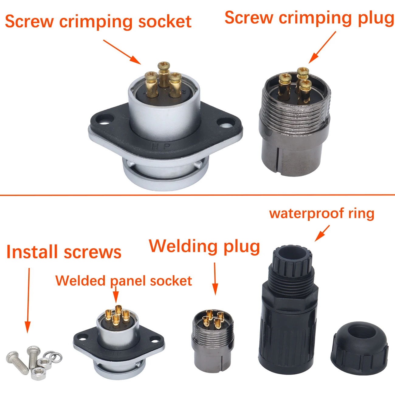 HP20 Connector 2 3 4 5 6 7 8 9 10 12 Pin Outdoor Equipment Power Cord IP66 Waterproof Connector, WP20-TK Plug and WP20-Z Socket