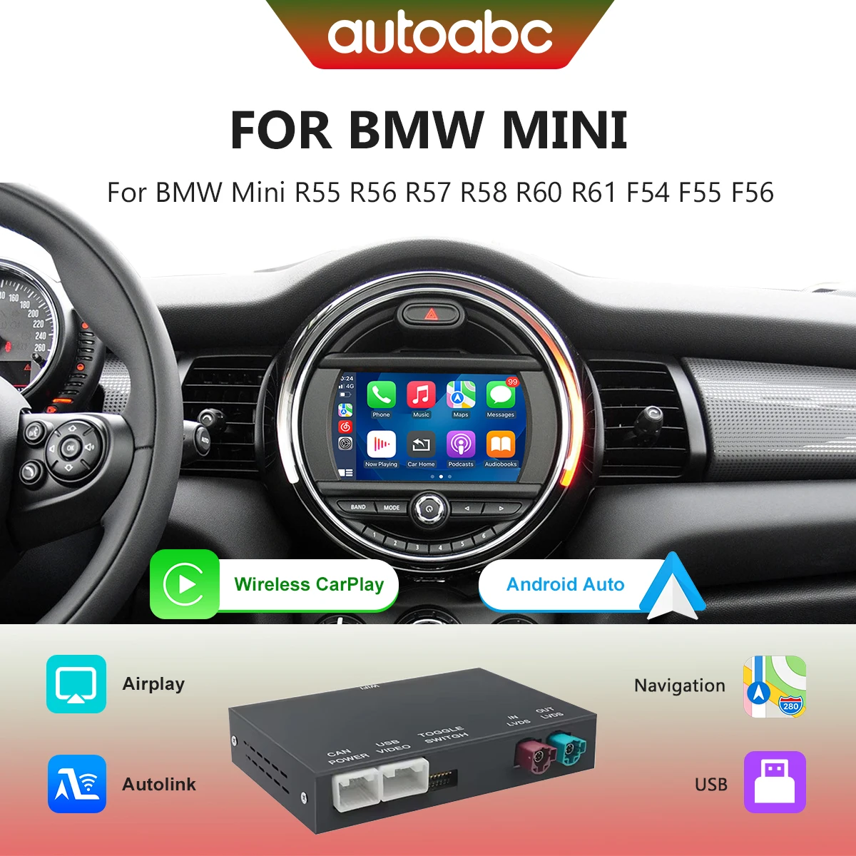 Drahtlose Carplay Android Auto Für BMW MINI CIC NBT R55 R56 R57 R58 R59 R60 R61 F54 F55 NBT/CIC Autolink Airplay Hinten Kamera