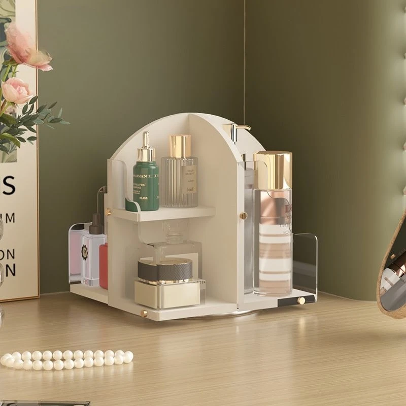 

Rotating Vanity Organizer - Modular Cosmetic Shelf with Dividers