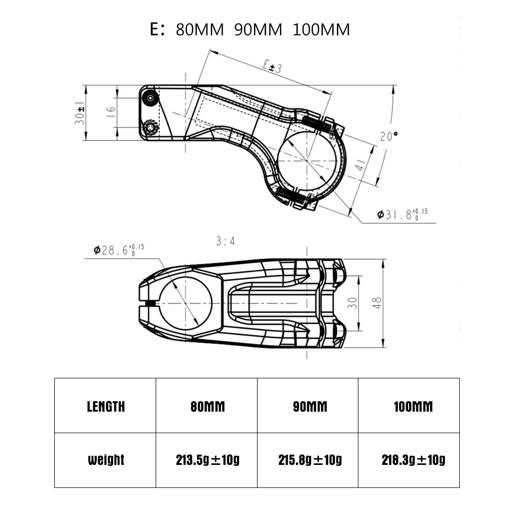 JOOD new Aluminum alloy XC MTB Mountain bike stem -20 degree size 80 90 100mm road bike  stem cycling parts bicycl