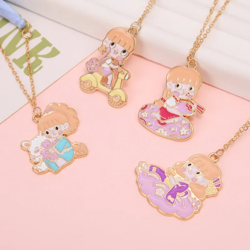 1pc Kawaii Biker Girl Zinc Alloy Pendant Bookmark Student Exquisite Office Portable Reading Stationery DIY Decoration Supplies