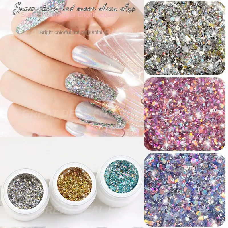 Nails Nail Varnish Soak Off Uv Led Gel Shiny Gel Nail Polish Shimmer Sequins Polish Nail Art Glitter Nail Gel Polish